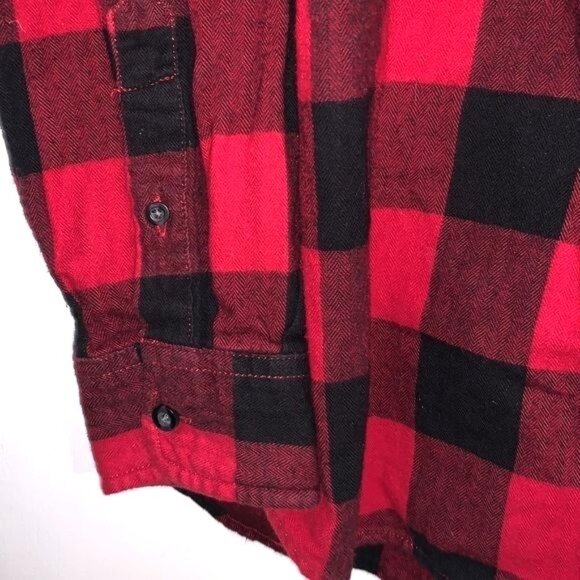 George Red & Black Buffalo Check Flannel Shirt L 42-44 Long Sleeve Button-Down 1 - Picture 5 of 8